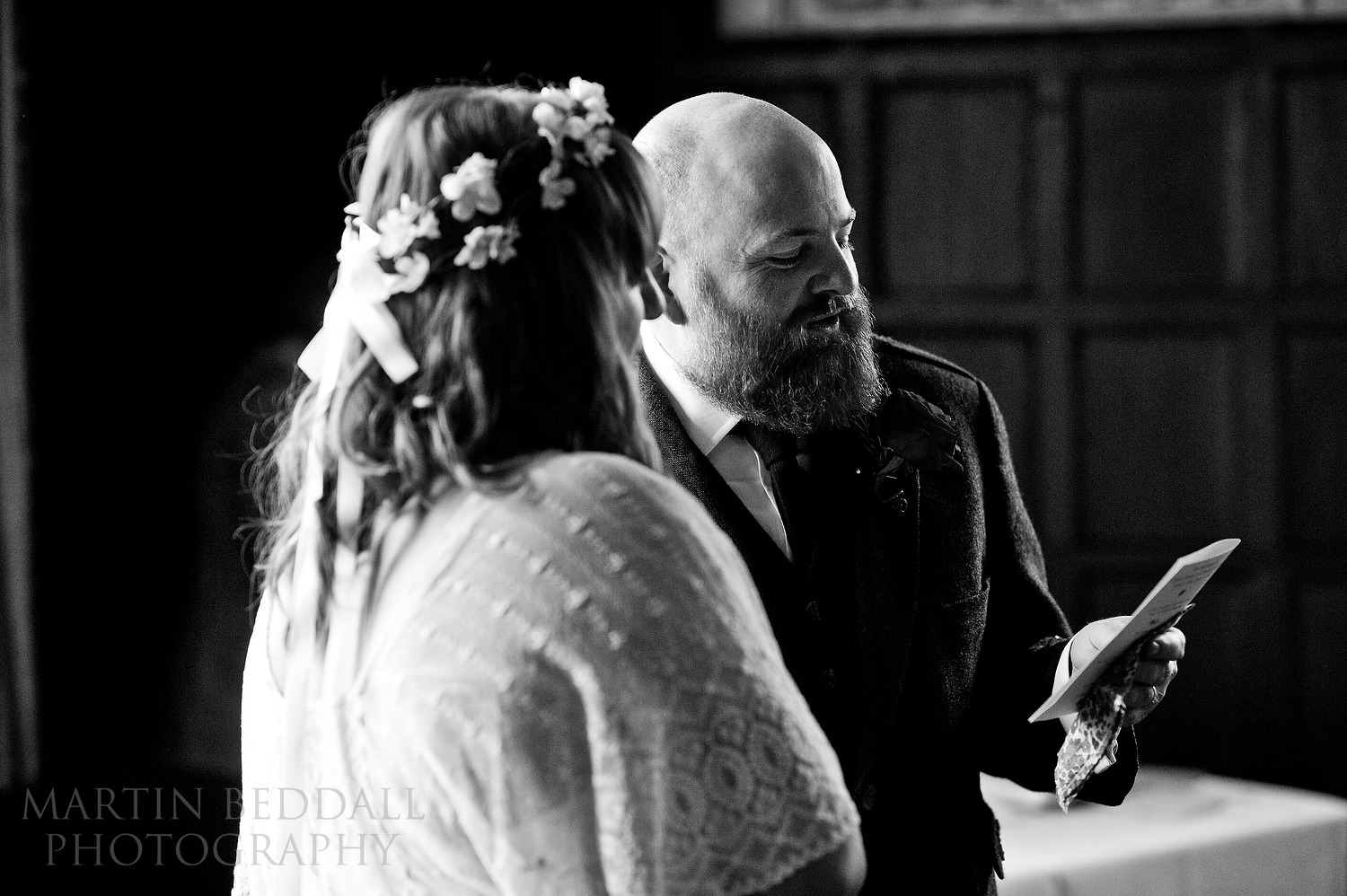 Bride and groom singing