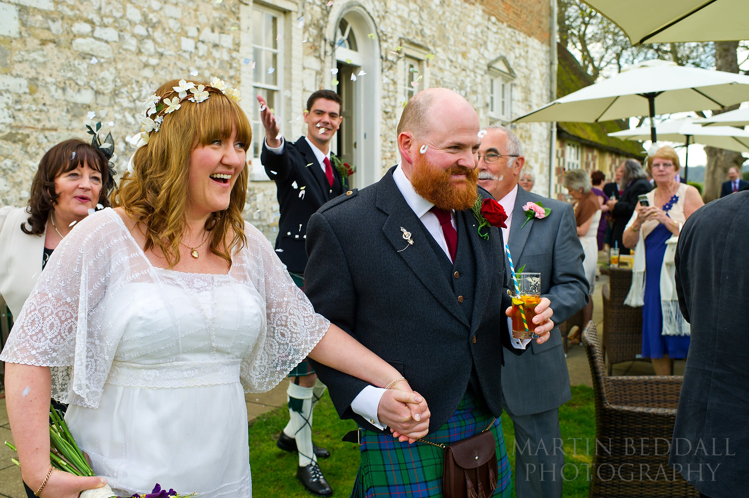 Confetti at Bisham Abbey wedding