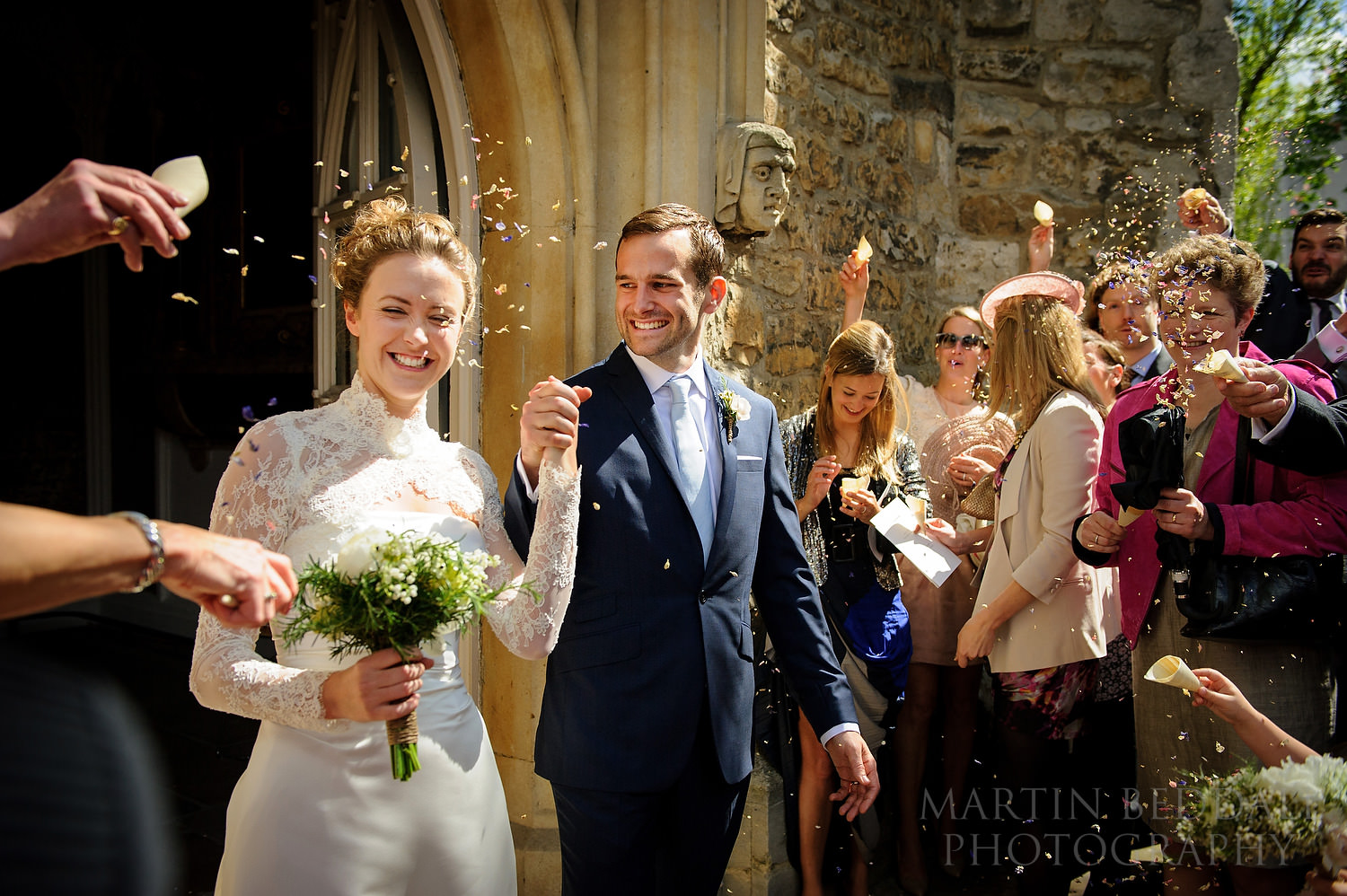 Confetti outside St Mary the Virgin church in Putney