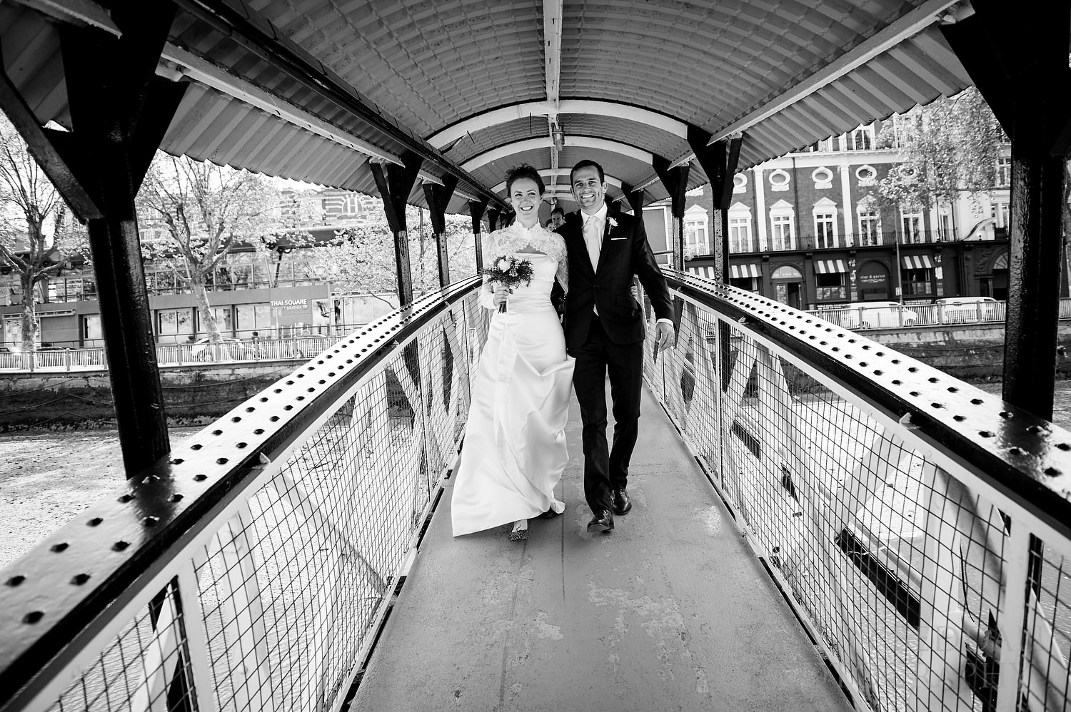 Putney embarking for wedding reception on the Thames