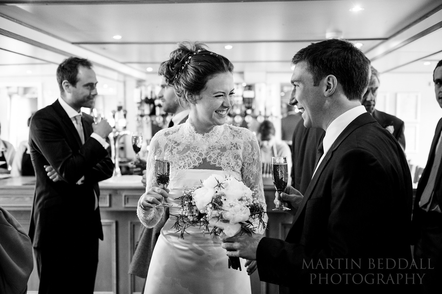 Wedding reception on a boat
