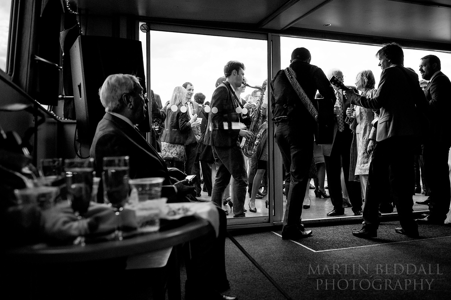 Wedding reception on a boat