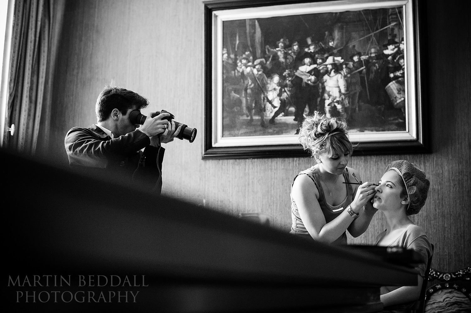 French videographer filming the bridal makeup