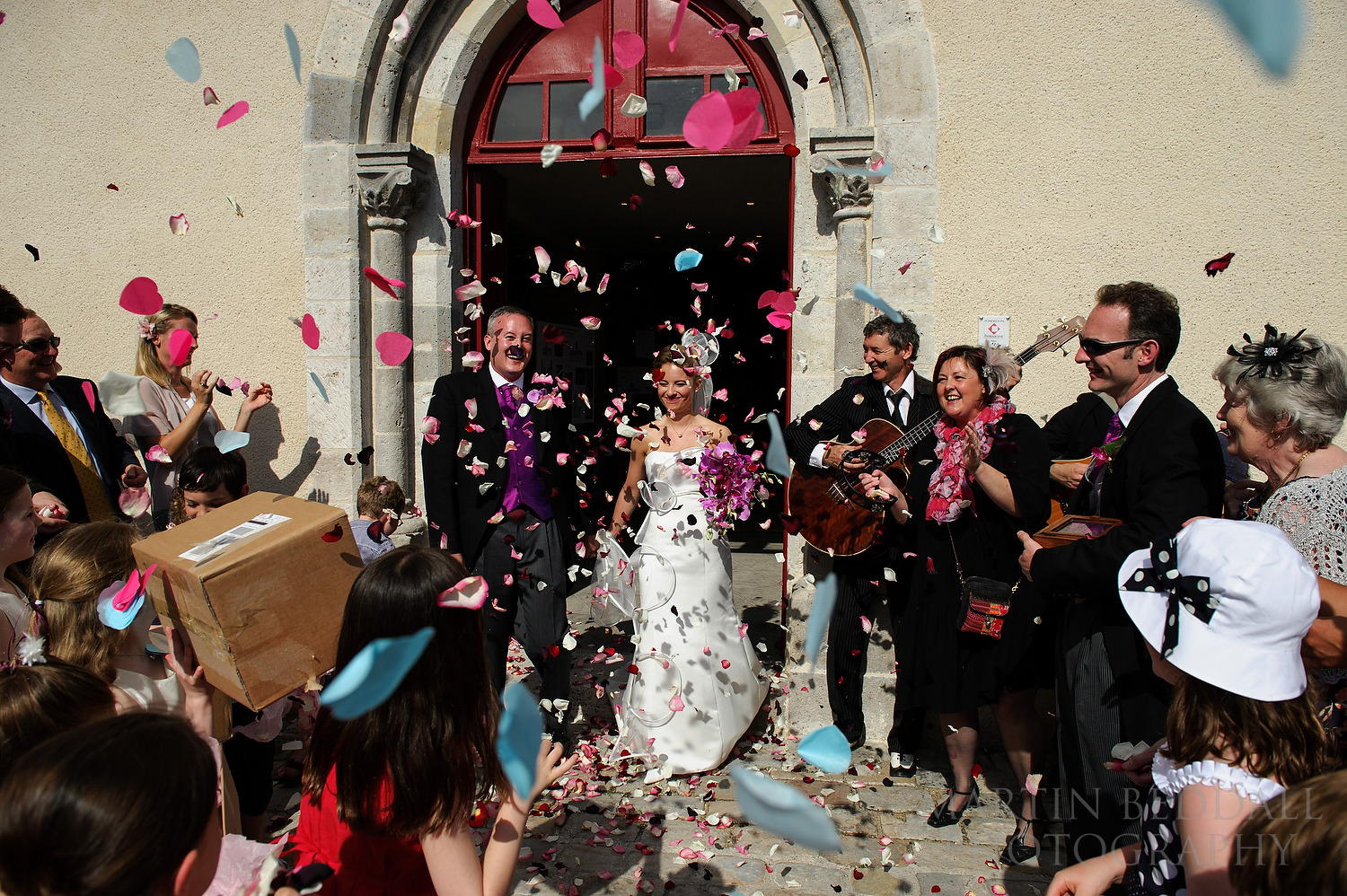 Confetti at Anglo-French wedding