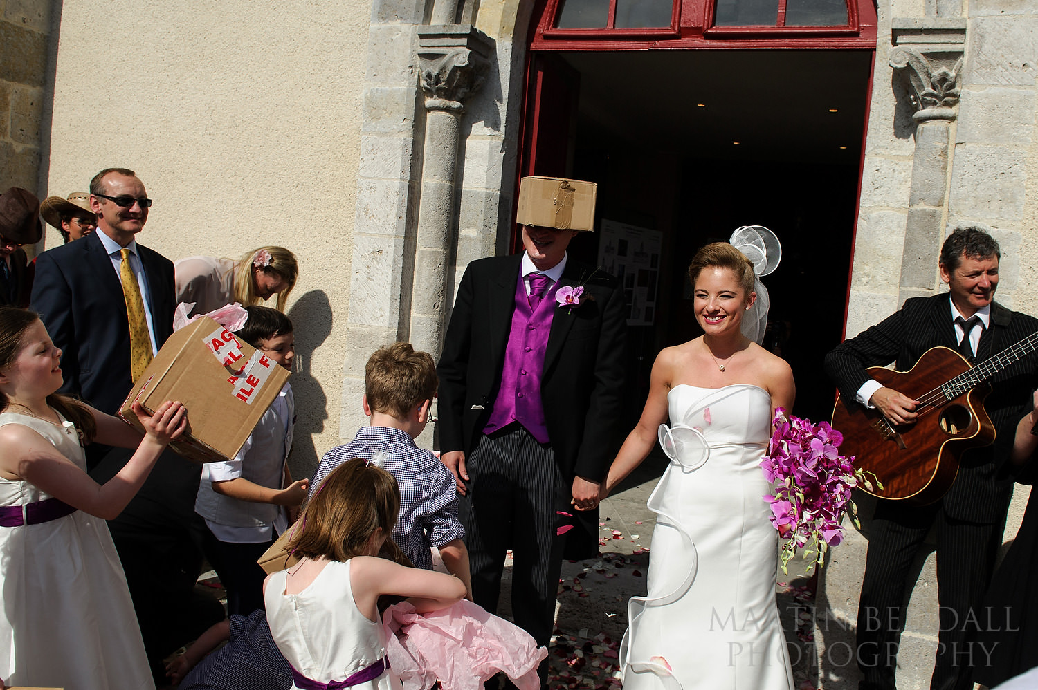 Box dumped on groom's head