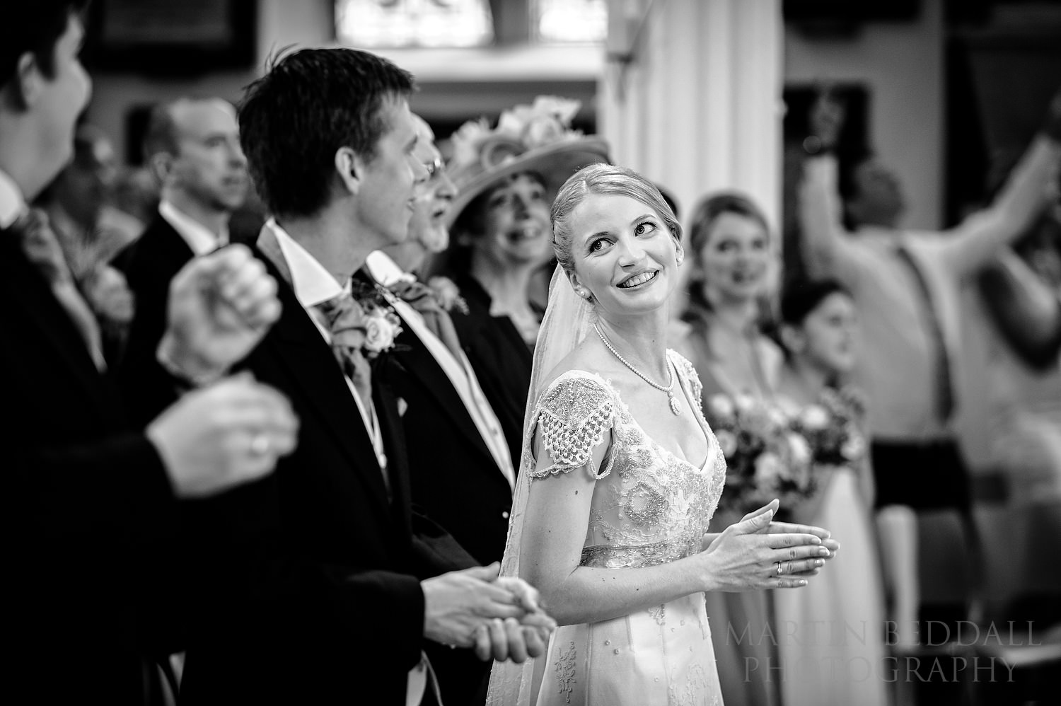 Bride looks at groom