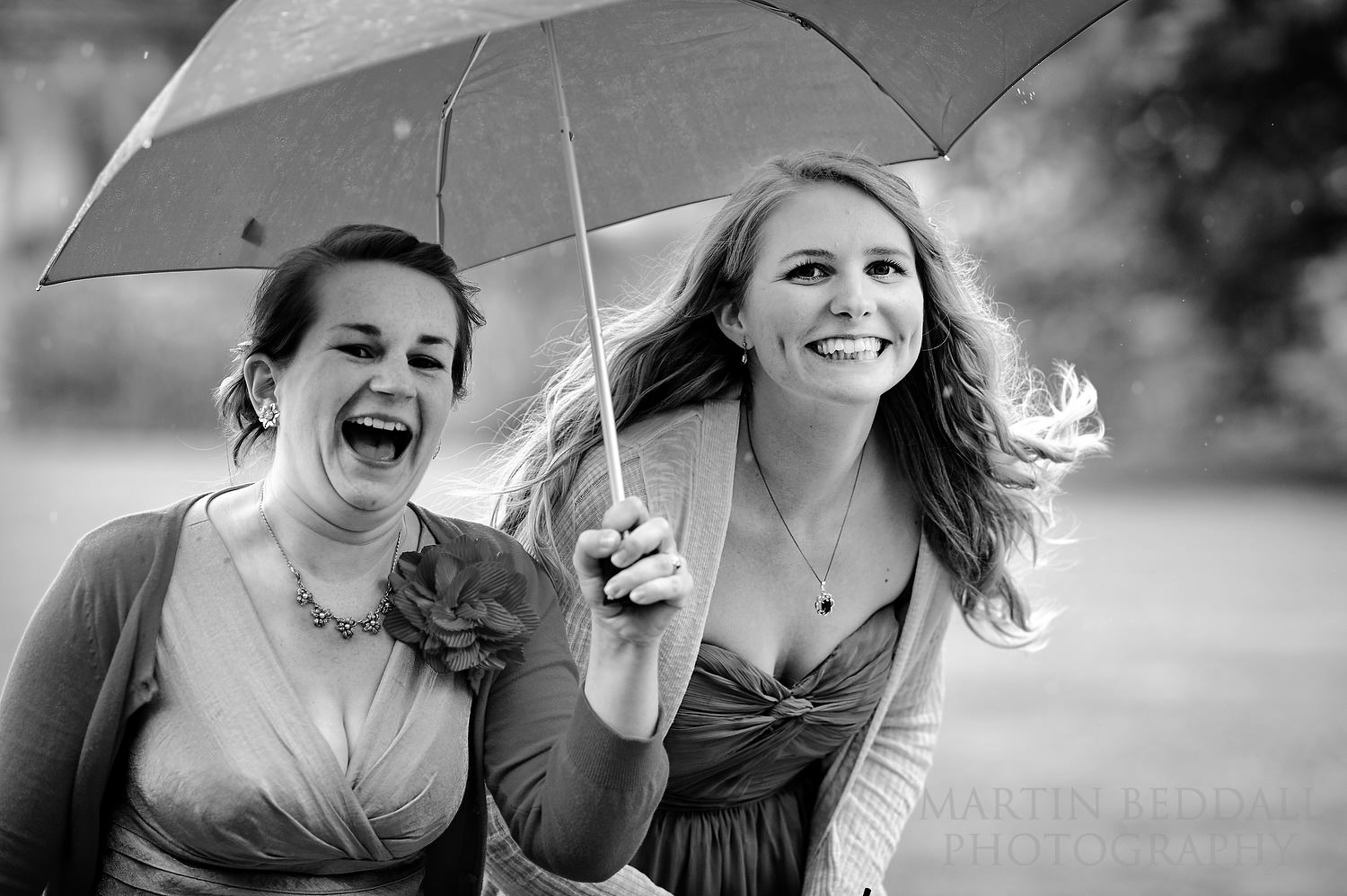 Wedding guests in the rain