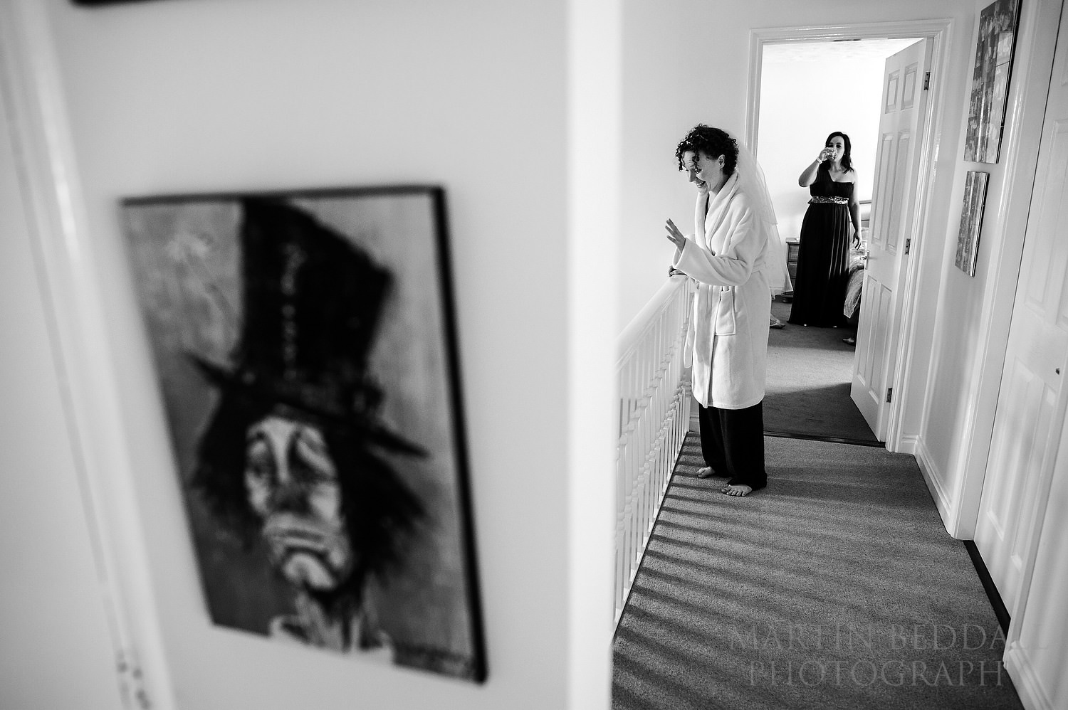 Bride greeting friends