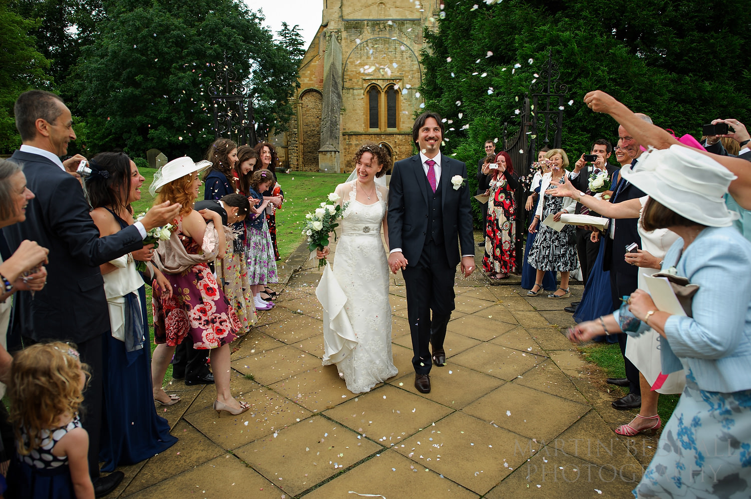 Confetti at Pershore Abbey wedding
