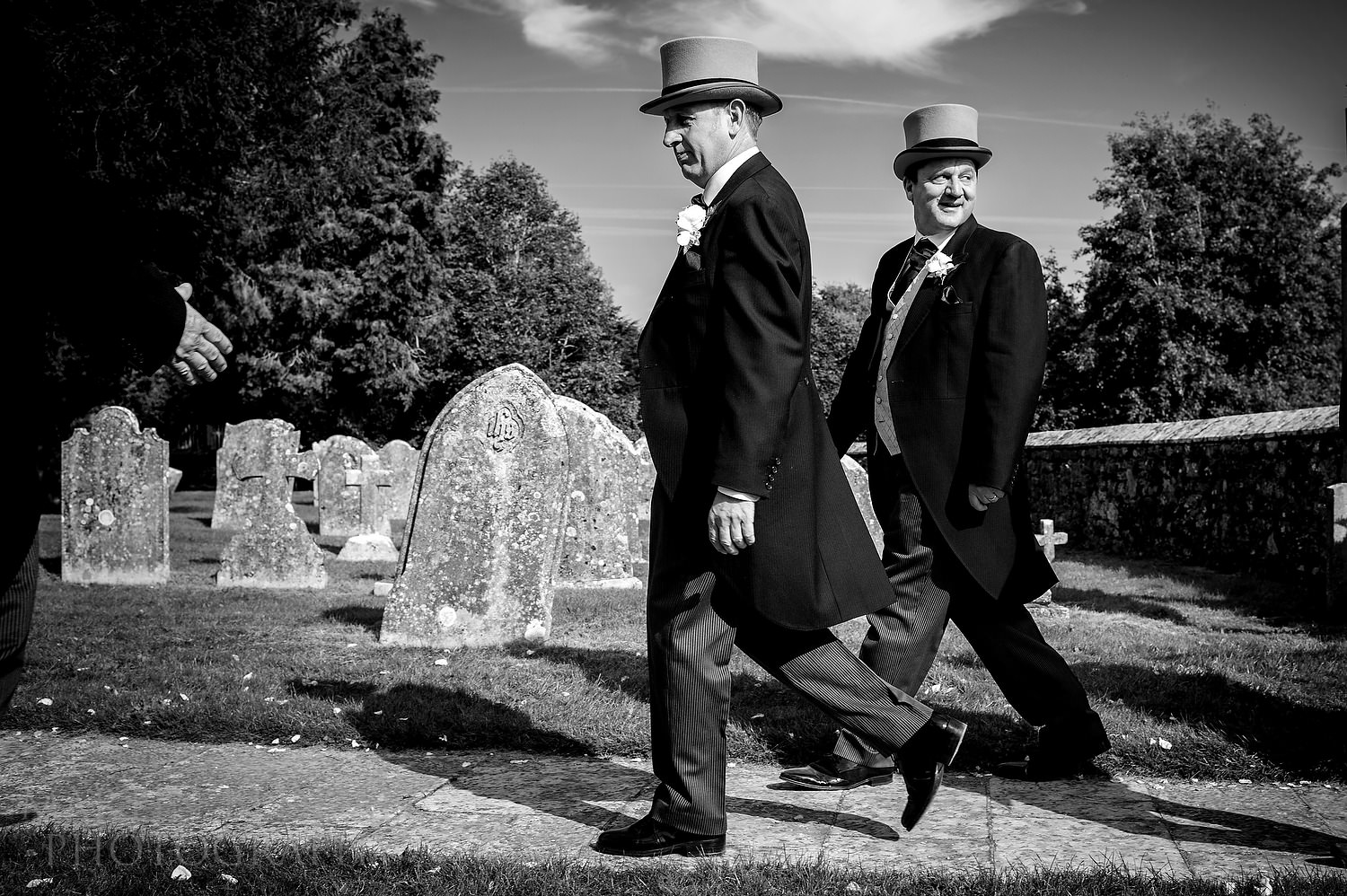 Groom heads towards Beaulieu Abbey church