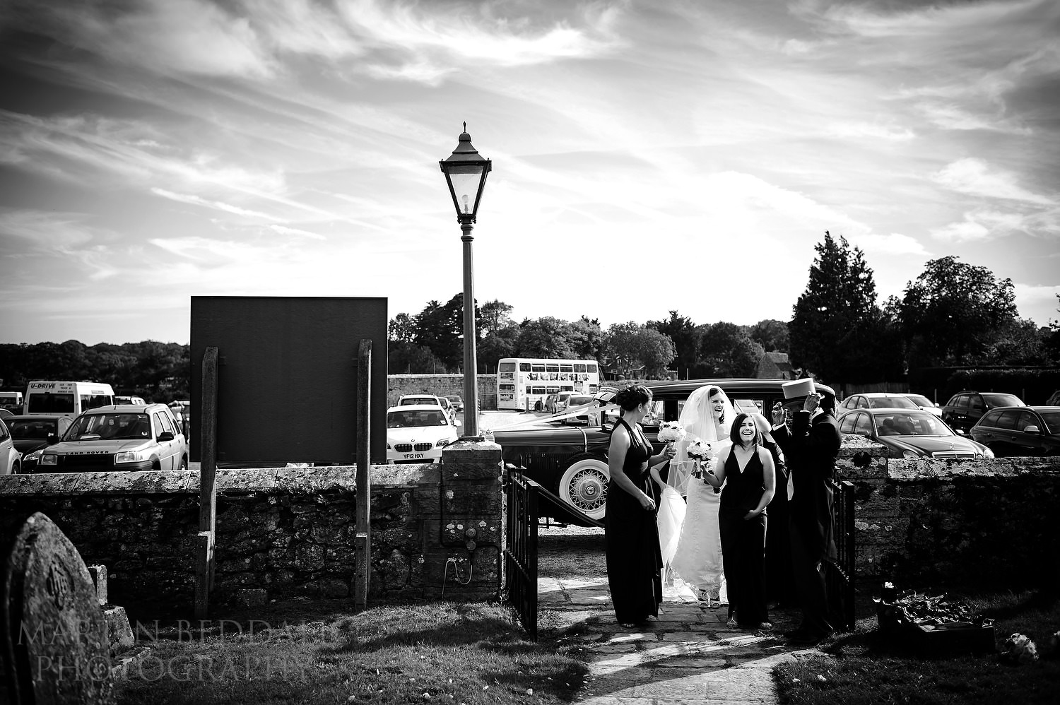 Bride arrives at Beaulieu Abbey church