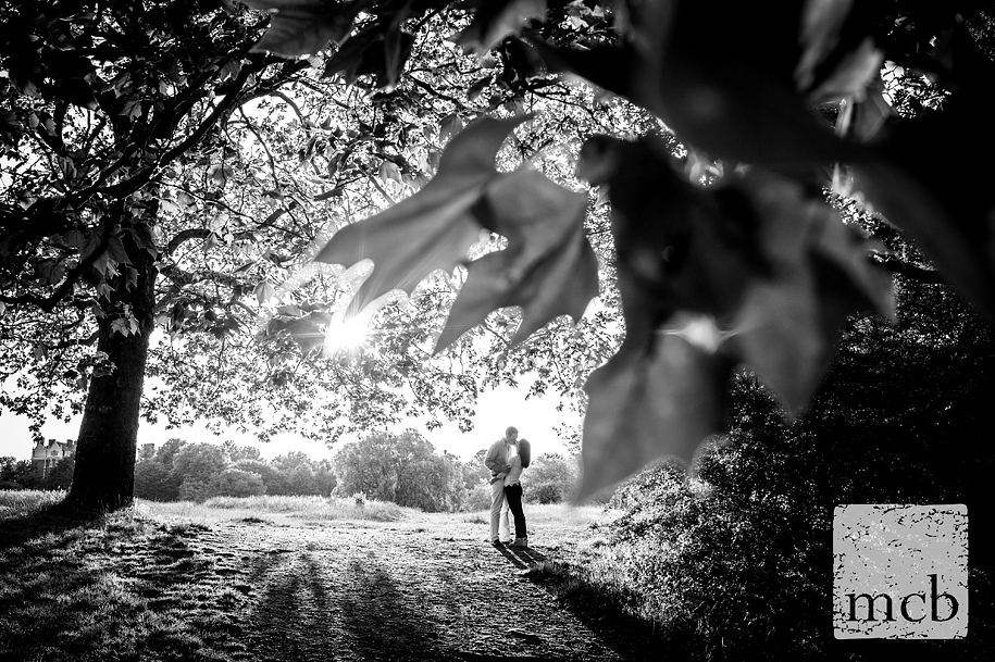 Couple kissing on Hampstead Heath