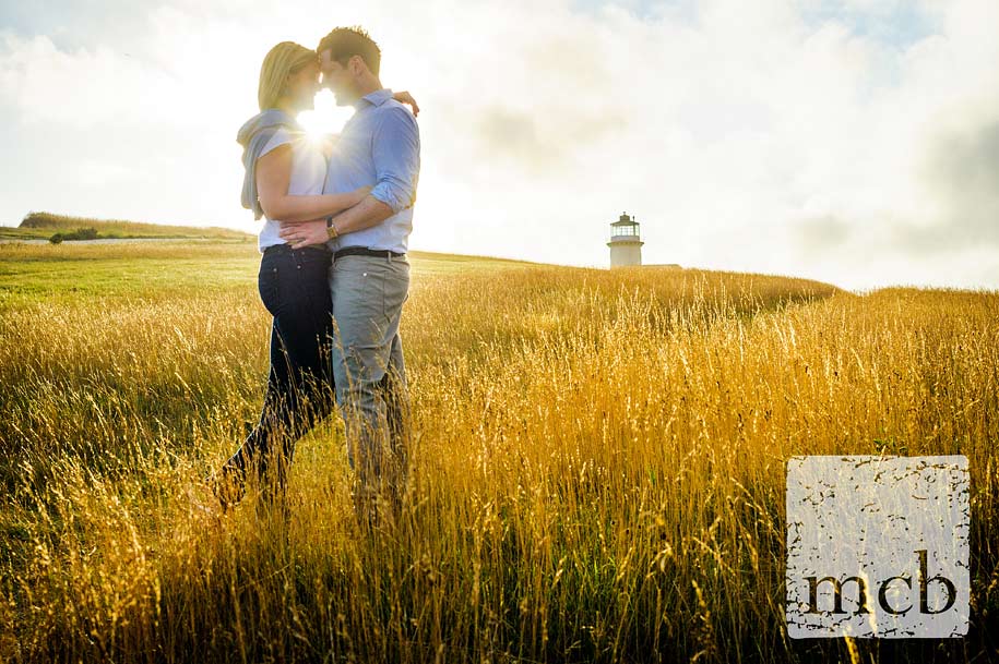 Couple on Beachy Head for a pre-wedding shoot in the sunset