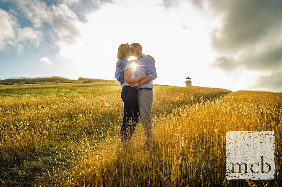 Couple on Beachy Head for a engagement shoot in the sunset
