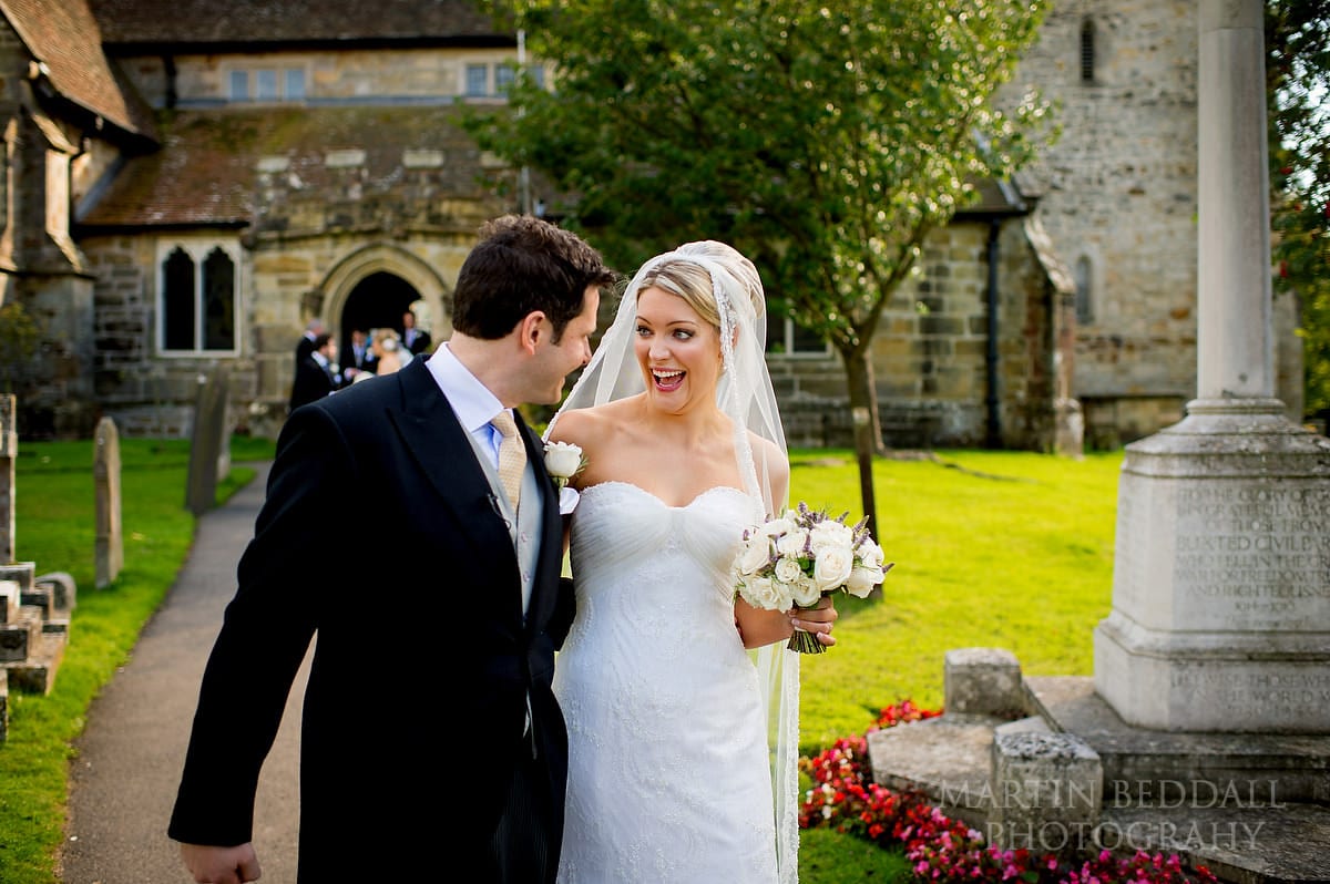 Bride and groom leave Buxted church