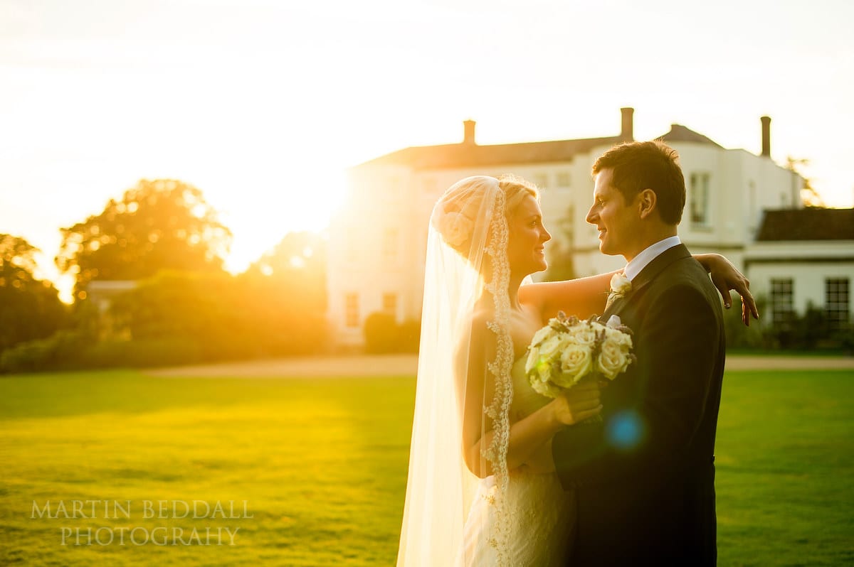 Evening couple portrait at Sussex wedding venue