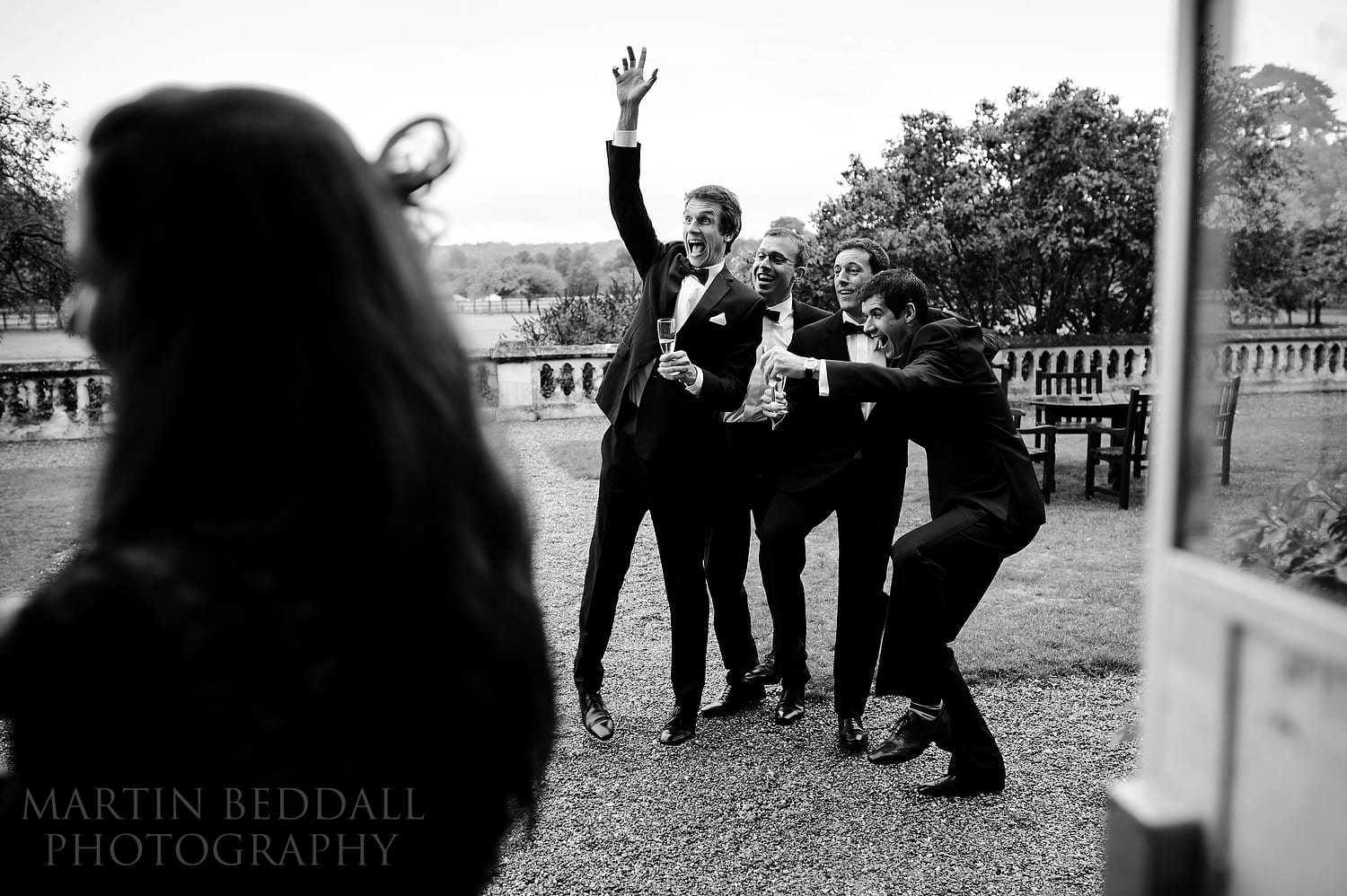 Excited wedding guests