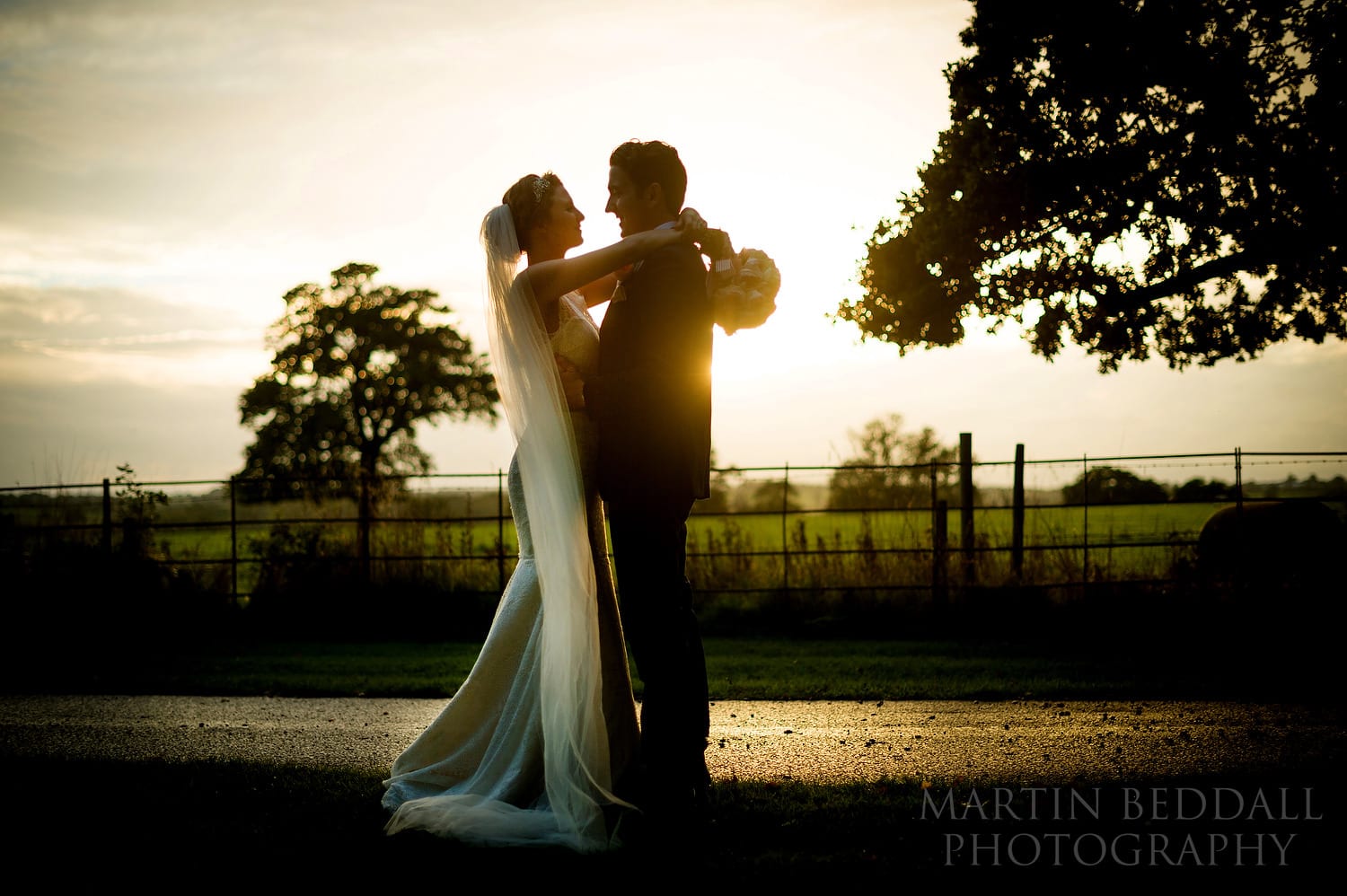 Autumn wedding couple portrait