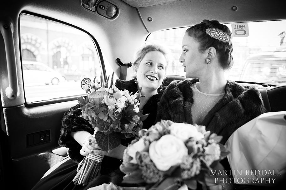 Ellen & Steph's wedding Ellen and Steph in the taxi