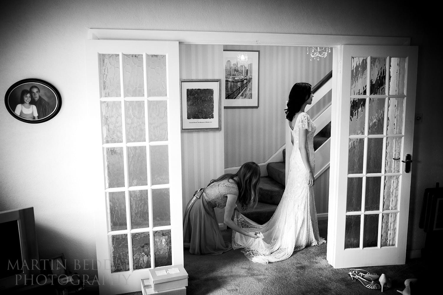 Bride getting ready at her parents' home