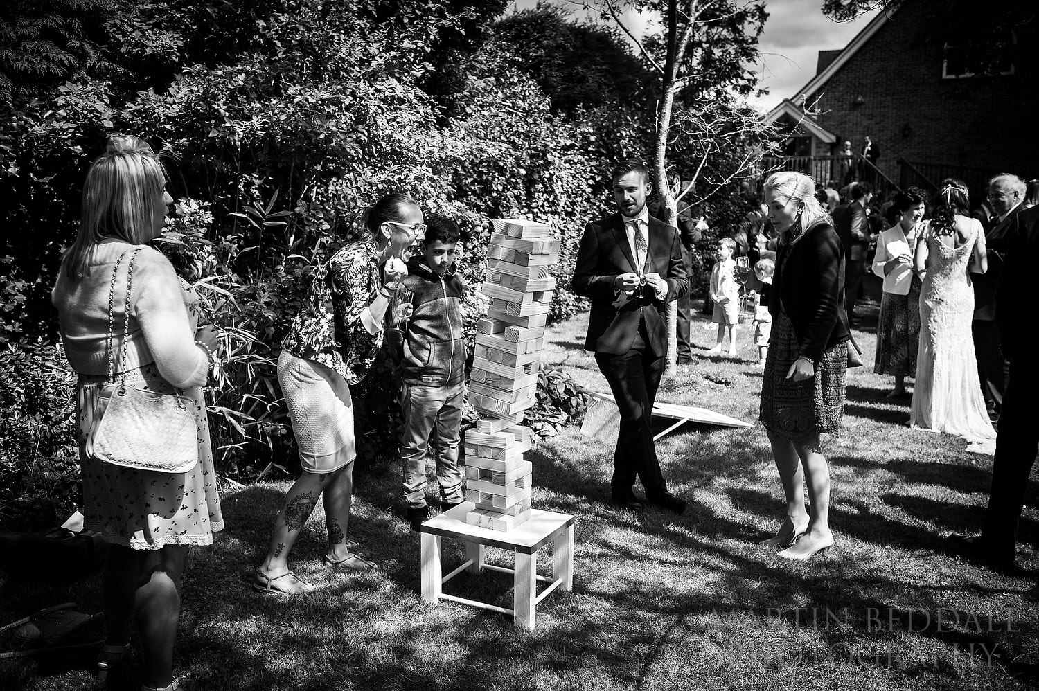 Collapsing Jenga at Queen's Hall wedding