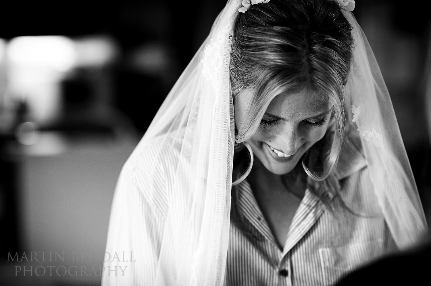 Bride with her veil on