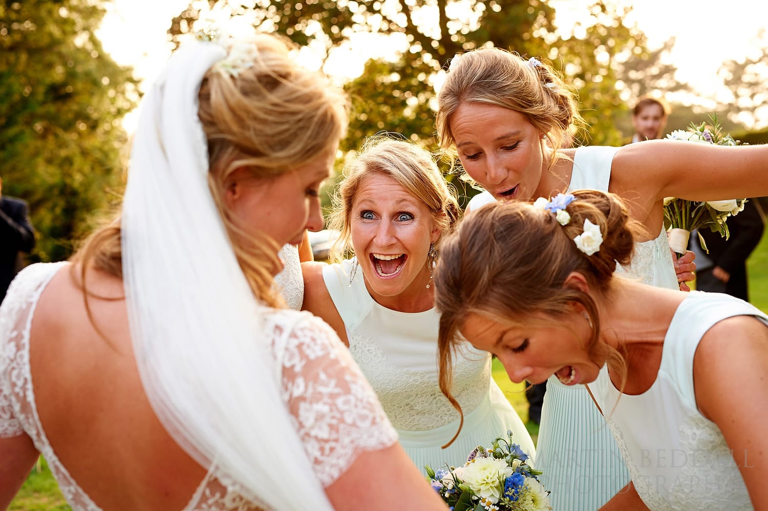 Bridesmaids and bride