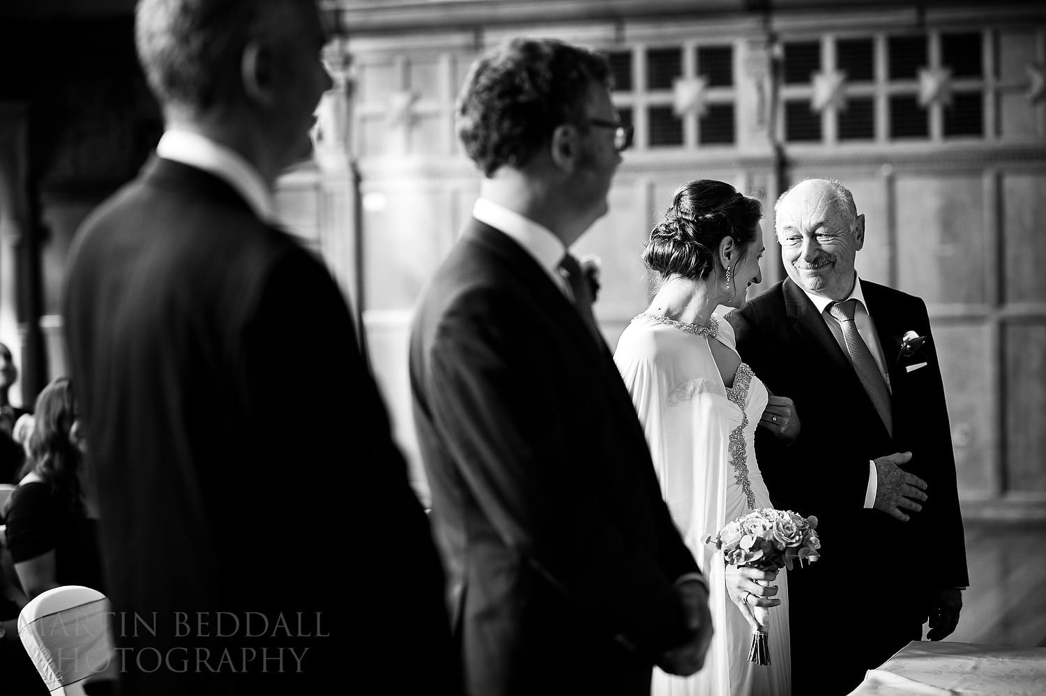 Bride and her father at Oxford Town Hall wedding ceremony