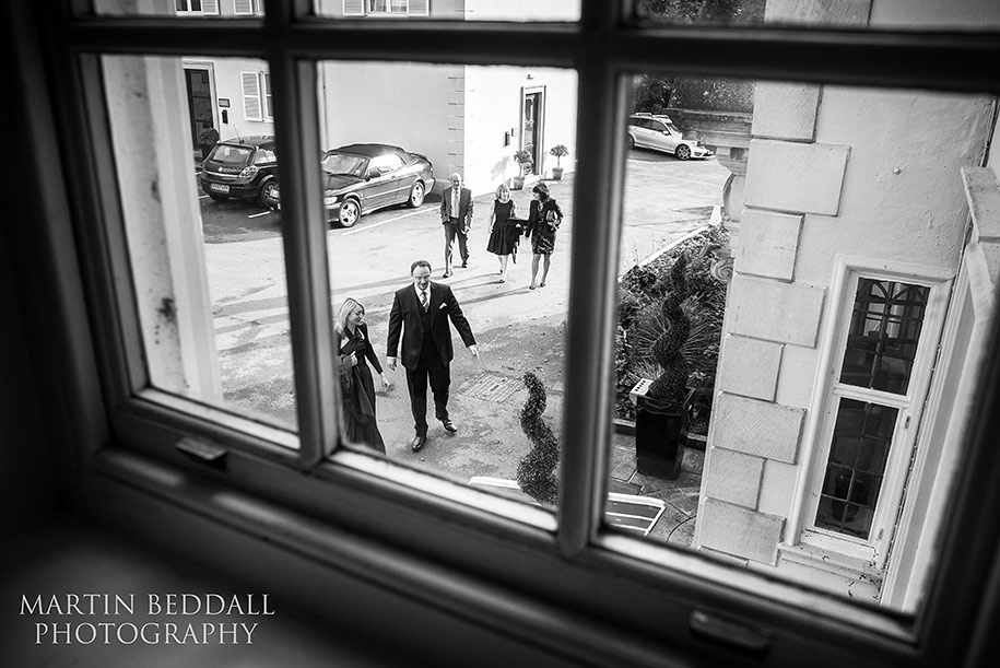 Wedding guests arrive at Gorse Hill