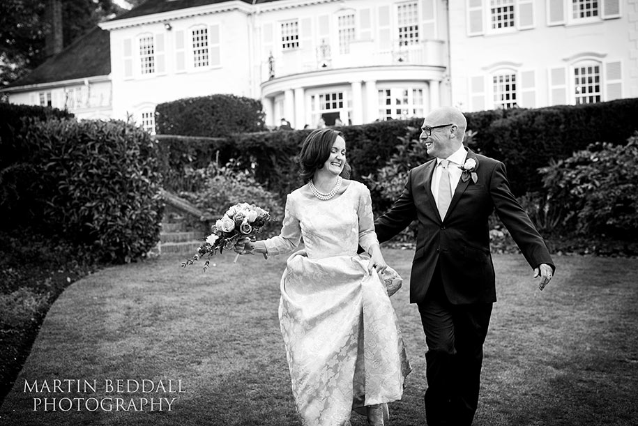 Bride and groom at Gorse Hill hotel in Surrey