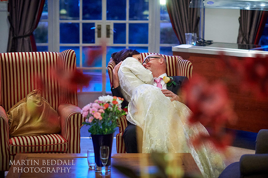 Quiet moment for the bride and groom at Gorse Hill hotel