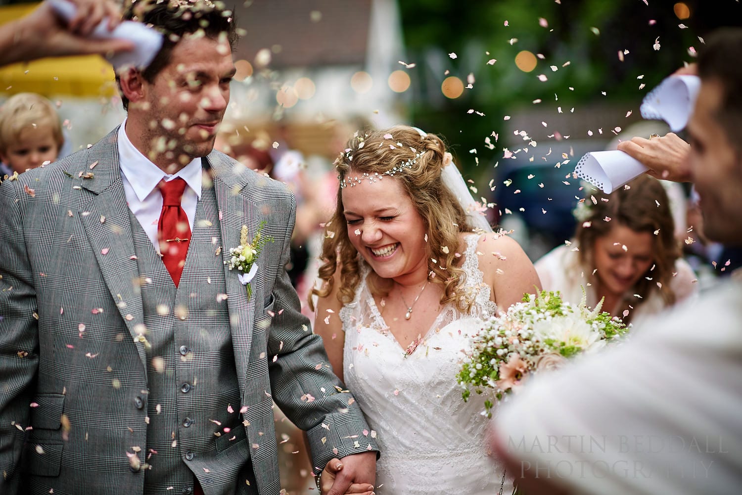 Confetti at Yorkshire wedding