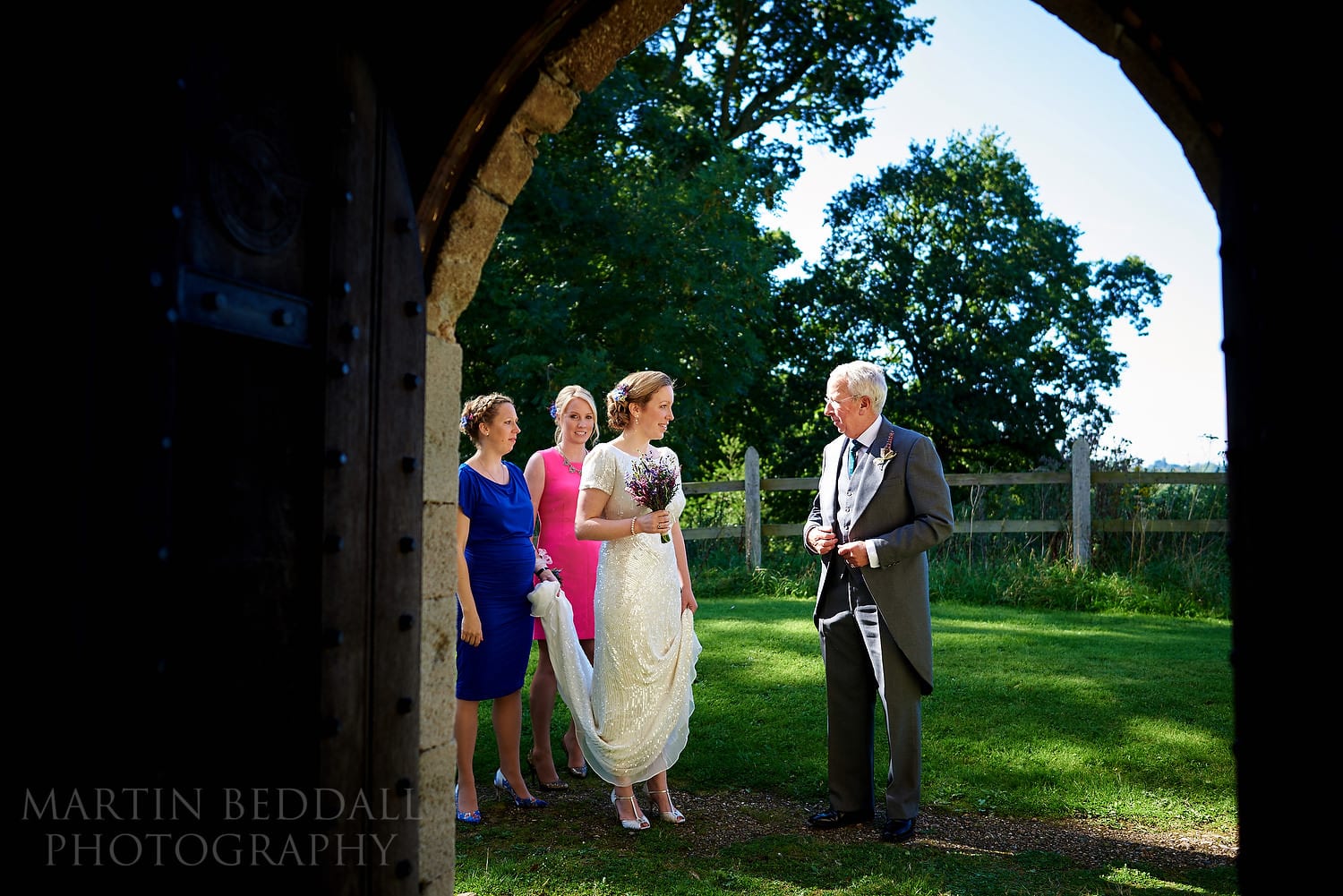 Waiting to enter the church