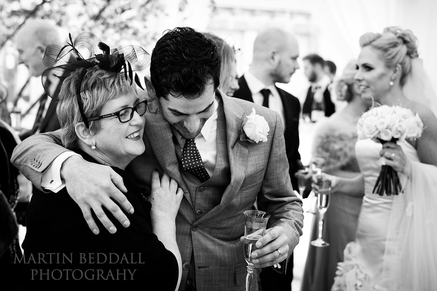 Hedsor wedding reception hug