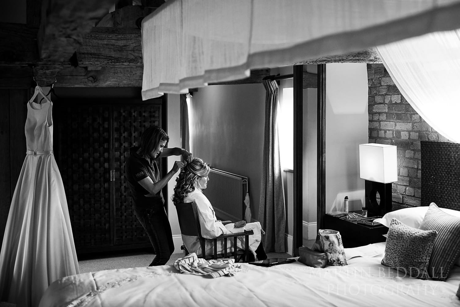 Bride getting ready at Wasing Park