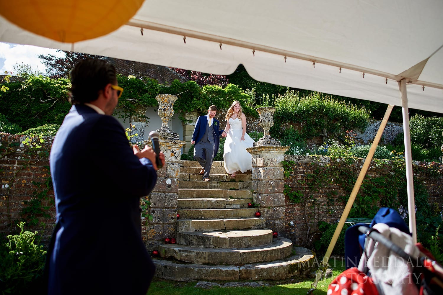 Bride and groom announced into dinner at Hatch House wedding