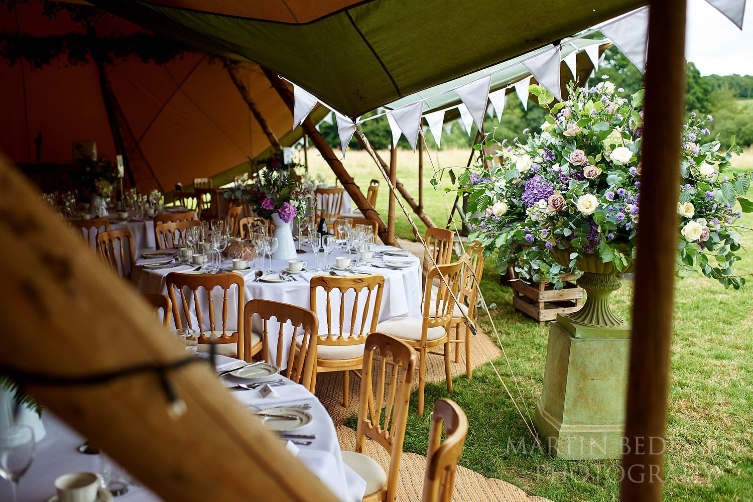 Tipi setup at Chafford Park wedding