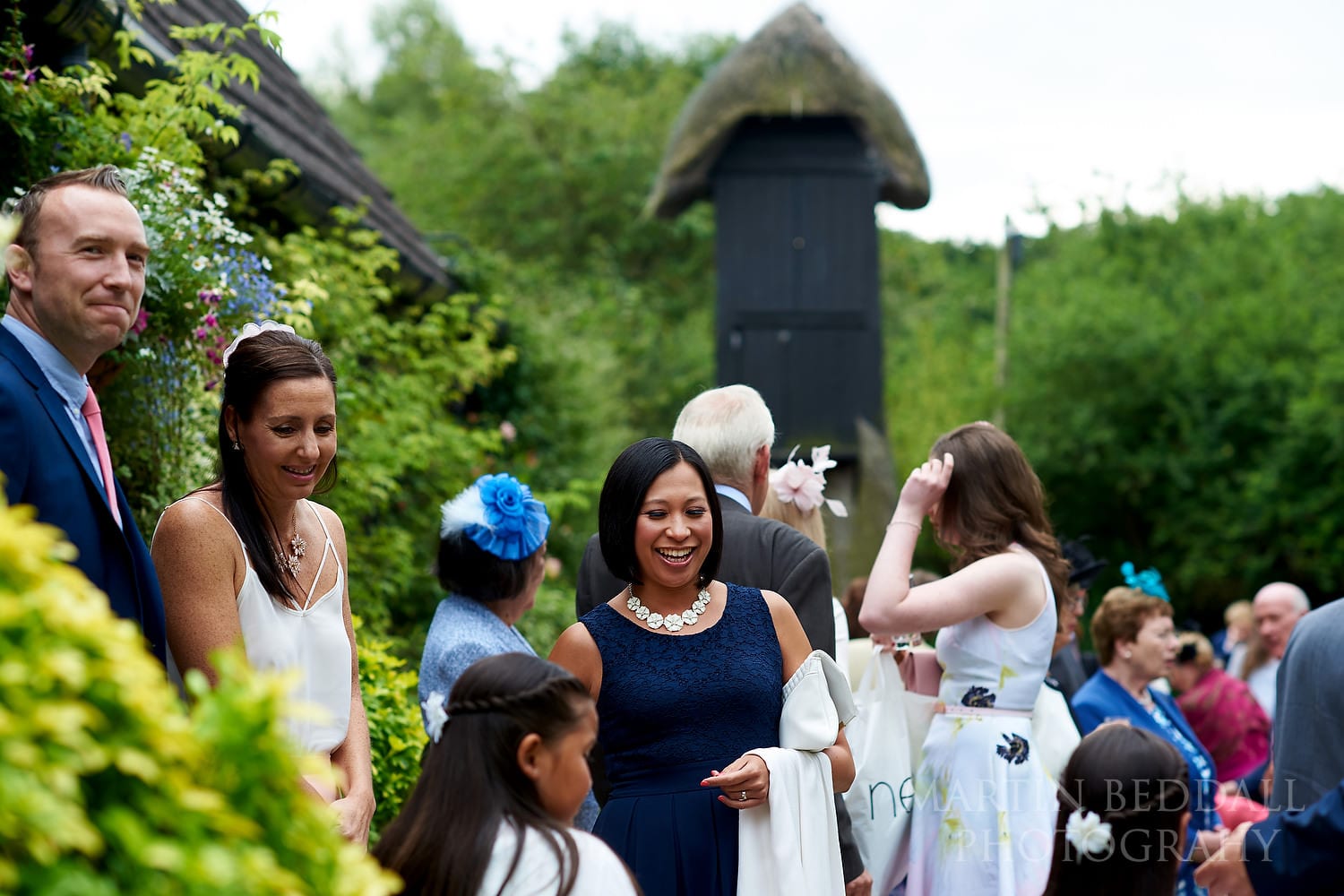 Guests gather for a Clock Barn wedding