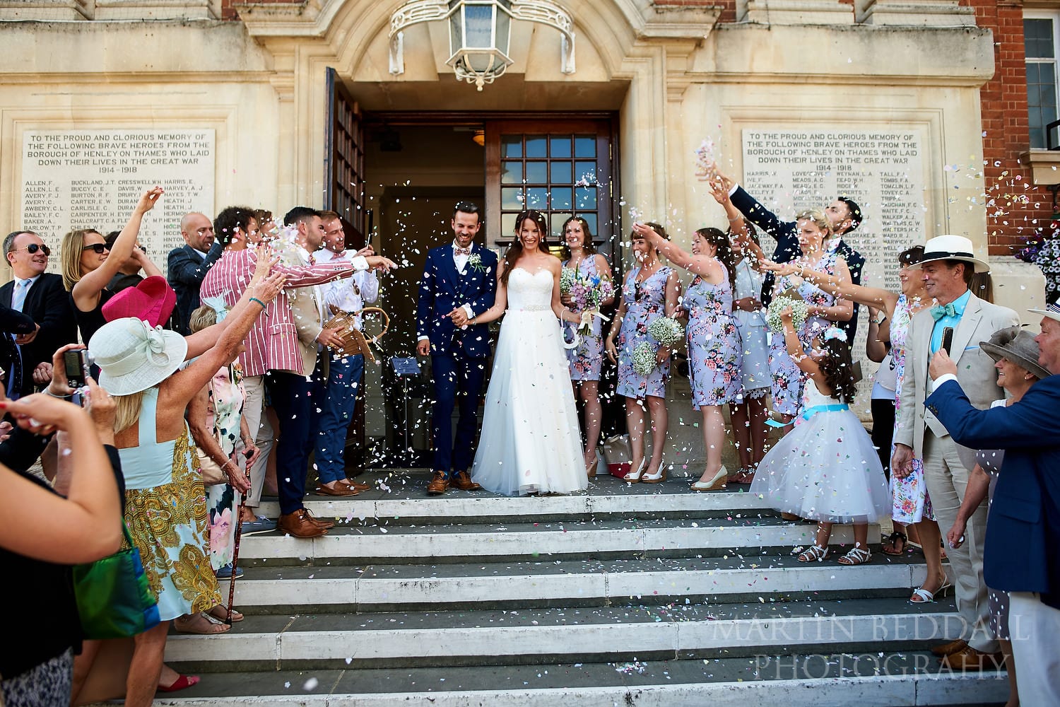 Confetti on the steps of Henley Town Hall