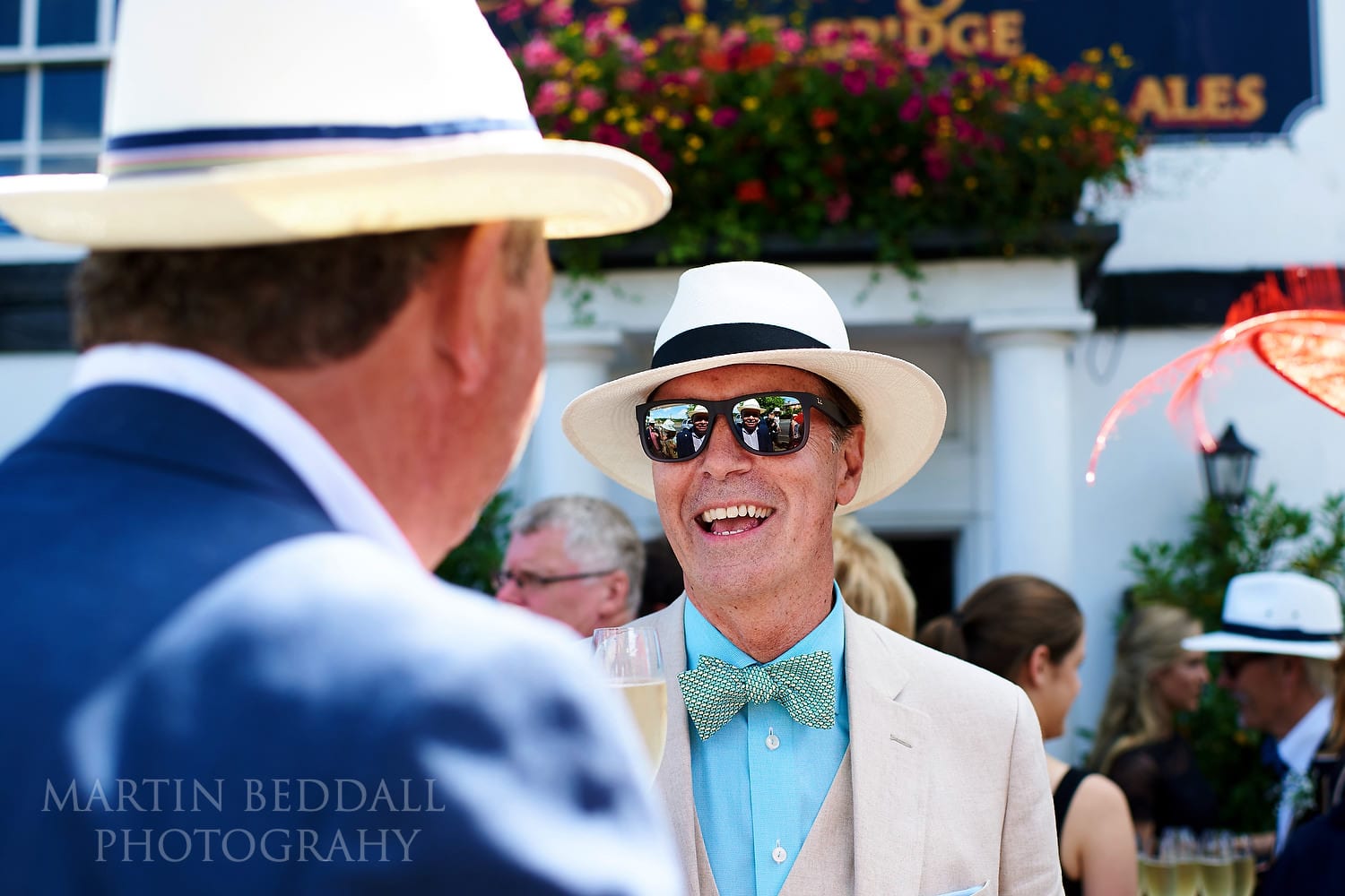 Wedding drinks outside the pub