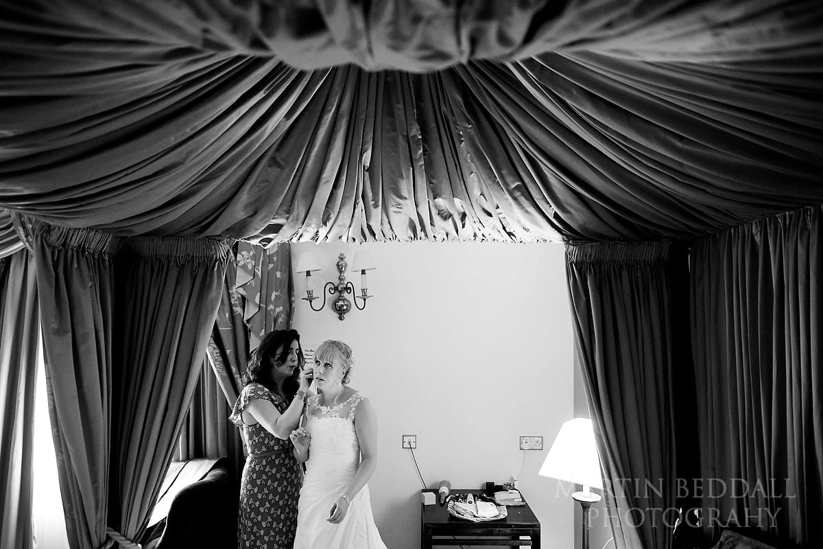 Bride getting ready at Cisswood House hotel