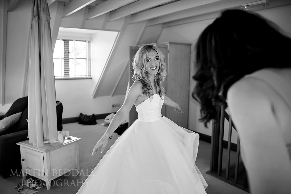 Bride in her wedding dress at Coltsfoot Country Retreat 