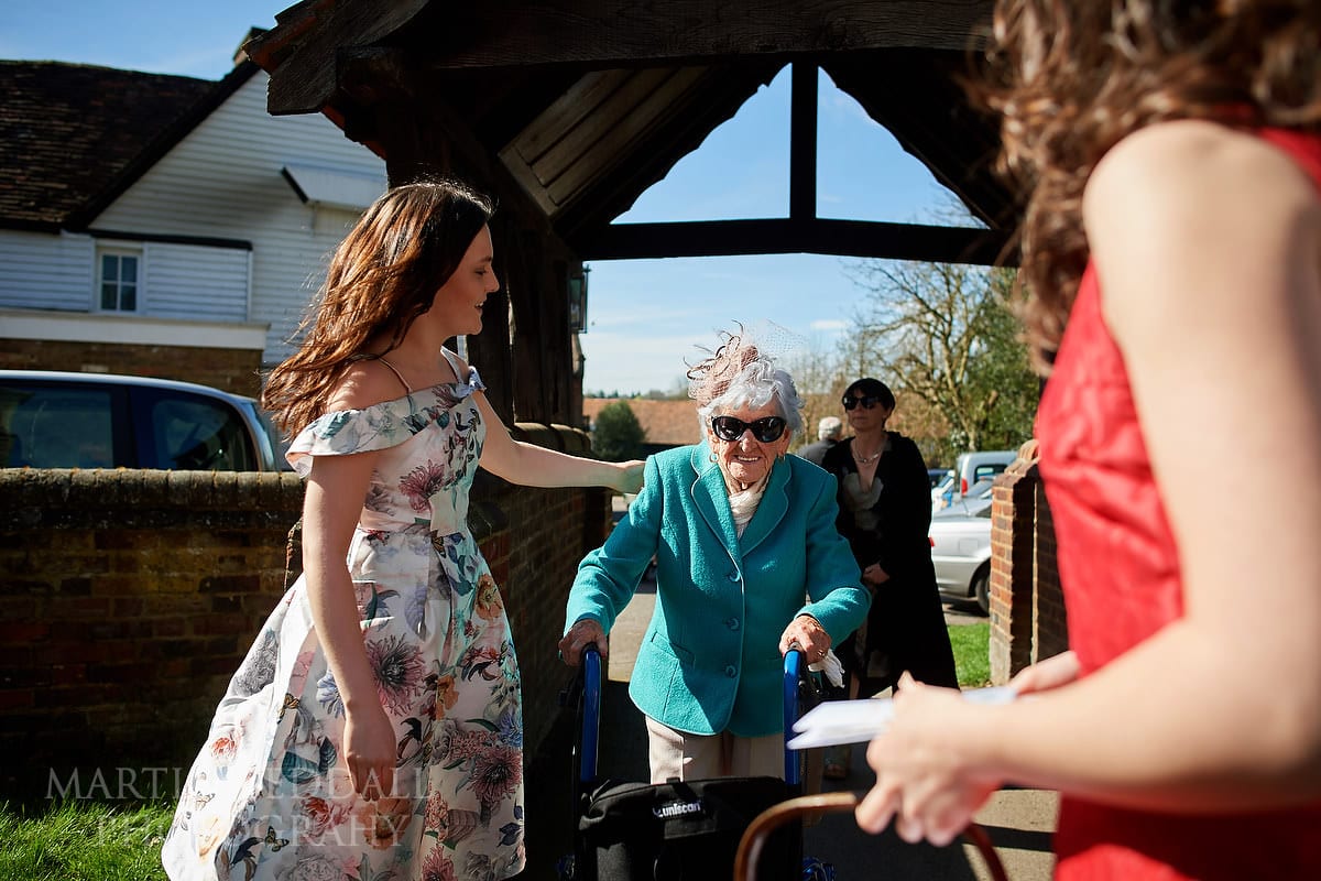 Guests arrive at Sandridge church