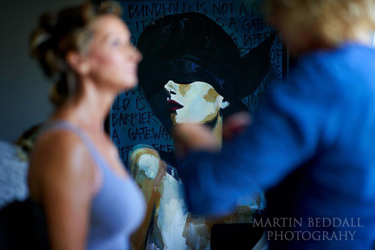Bride getting ready at The Exhibitionist Hotel in London