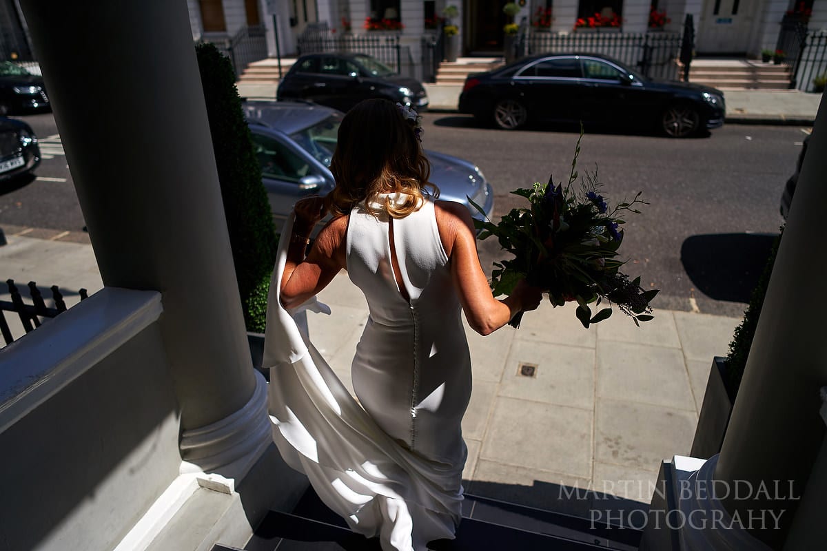 Bride heads to Kensington Roof Gardens