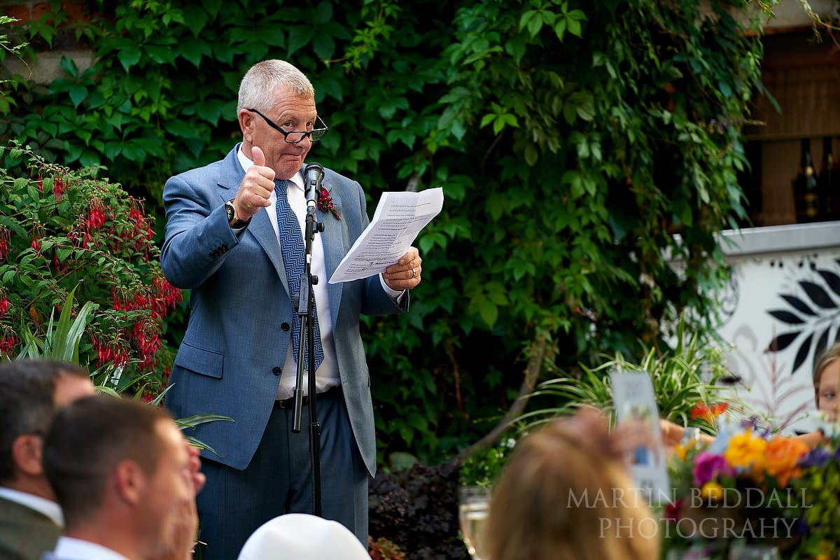 Groom's speech at Kensington Roof Gardens