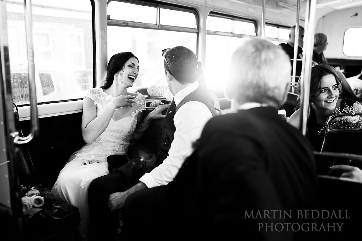 On the bus at Portsmouth wedding