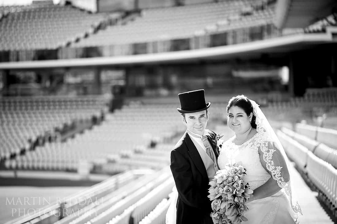 Bride and groom portrait at Lord's