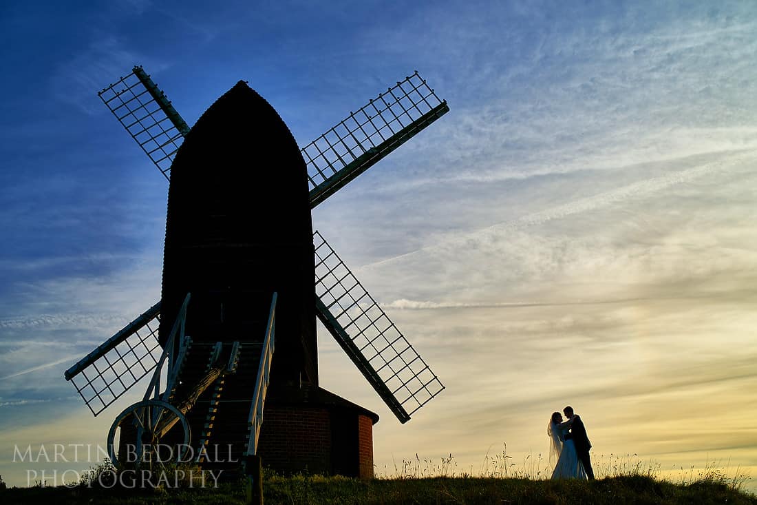 Bride and groom portrait at Brill windmill