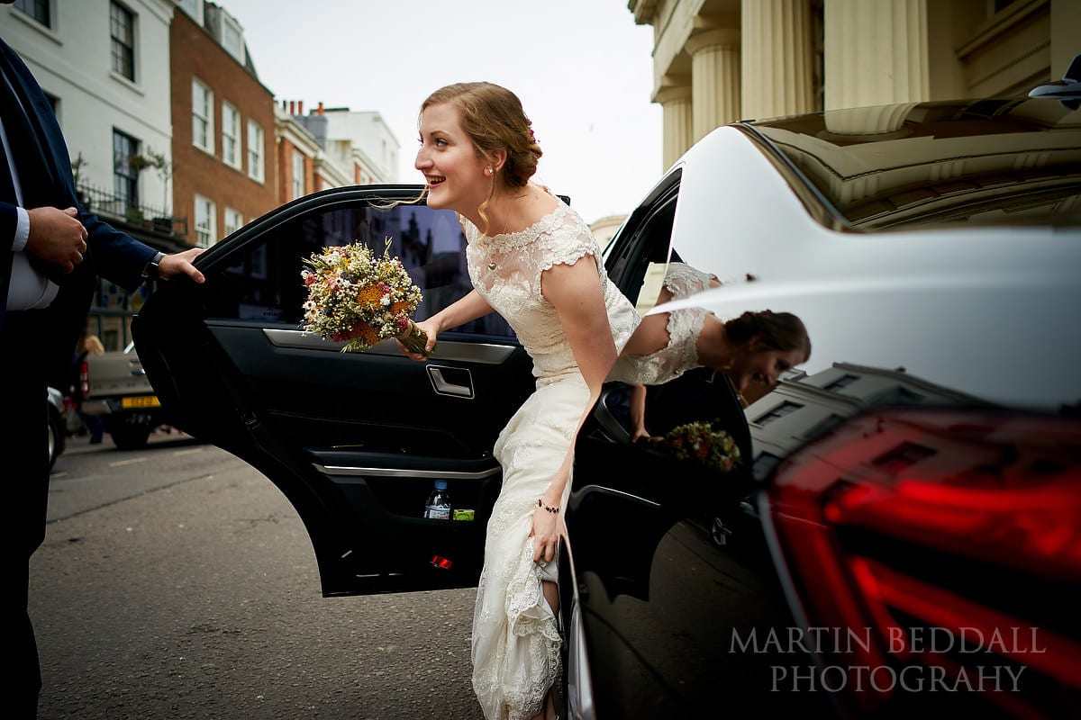 Bride arrives at Brighton Town Hall 